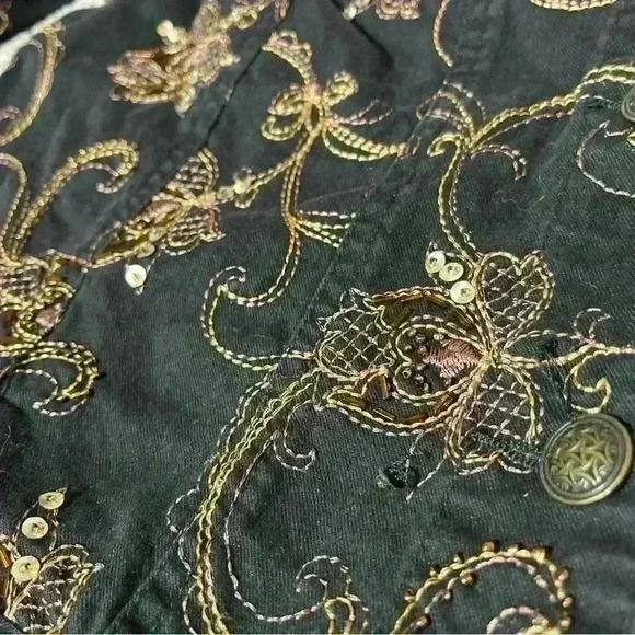 Hearts of Palm Floral Embroidered Trapeze Jacket Black Size 10- Note - Picture 4 of 11